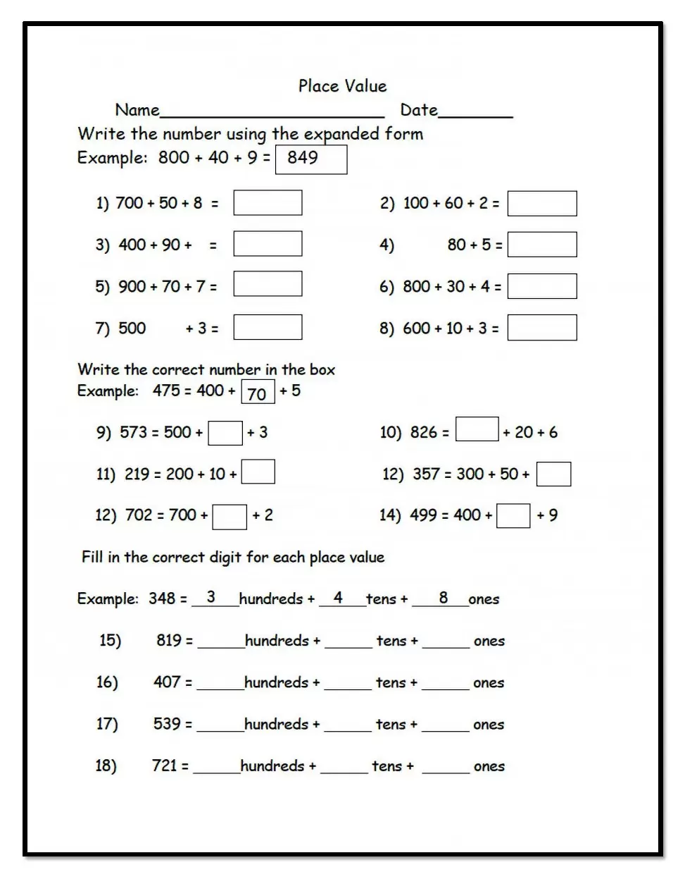 1st Grade Math Worksheets Common Core