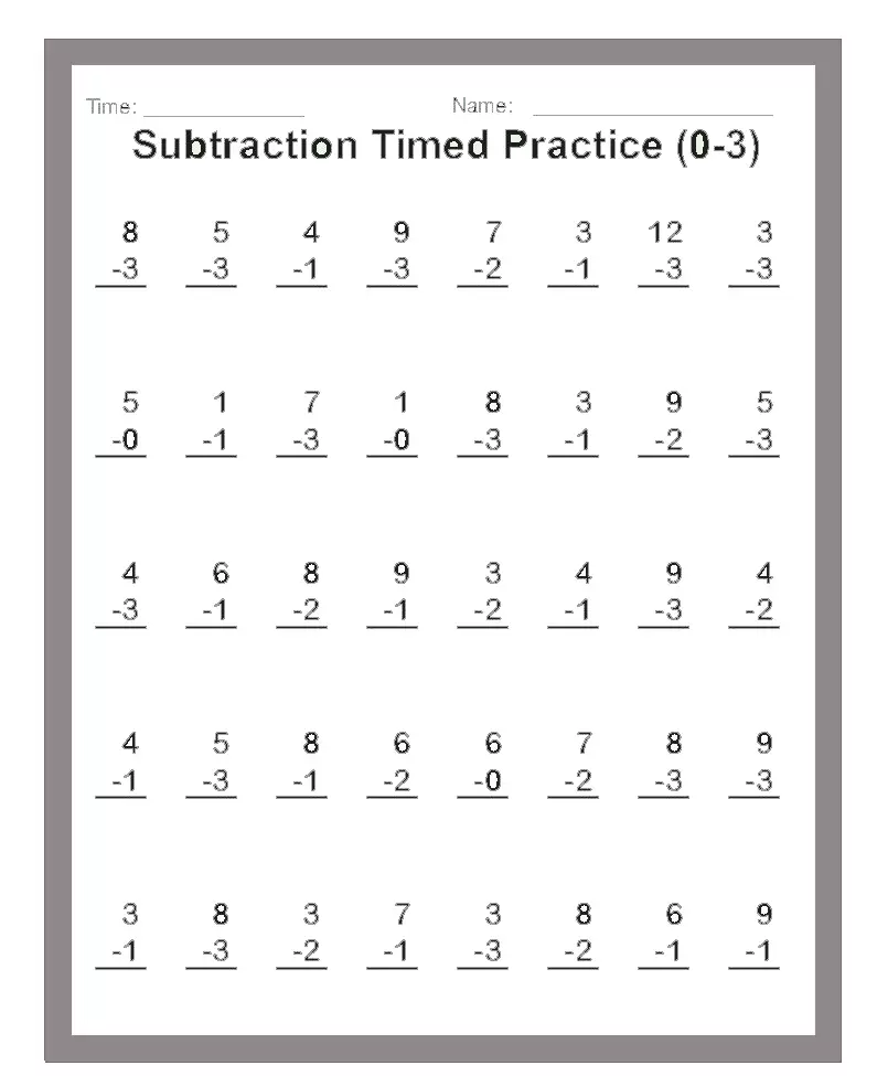 1st Grade Math Worksheets Subtraction