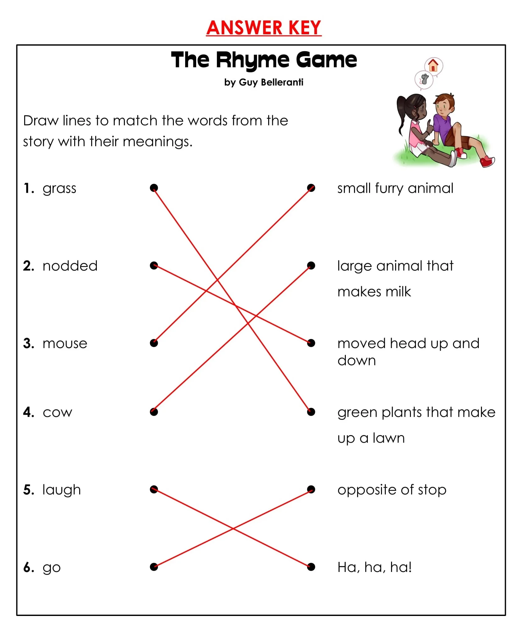 The Rhyme Game by Guy Belleranti Answer Key 2