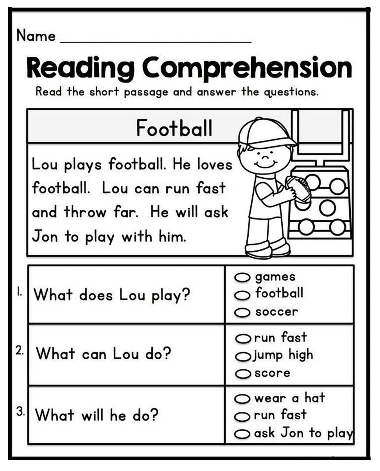 Free Printable Reading Comprehension Worksheets For 1St Grade
