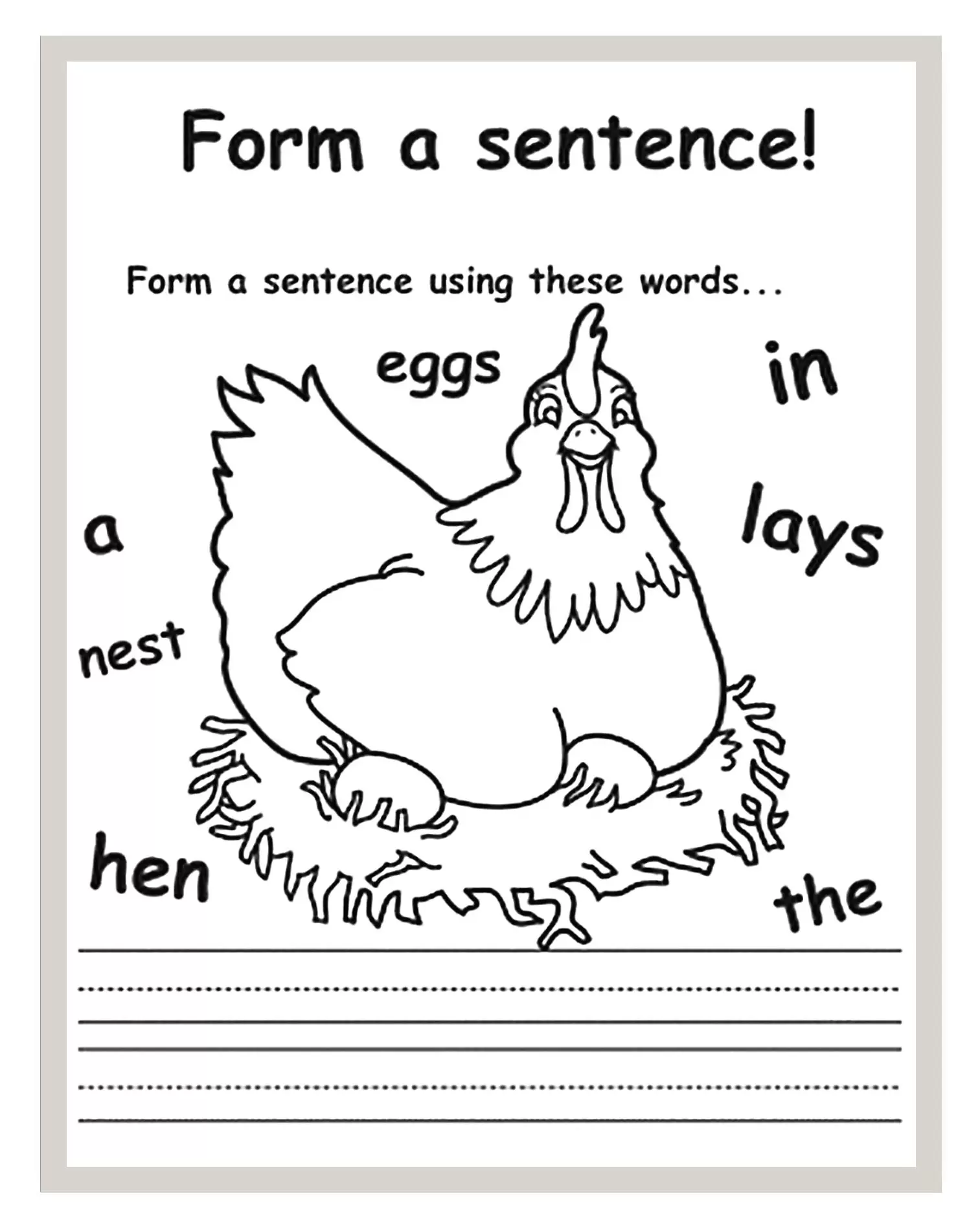 Writing Complete Sentences First Grade