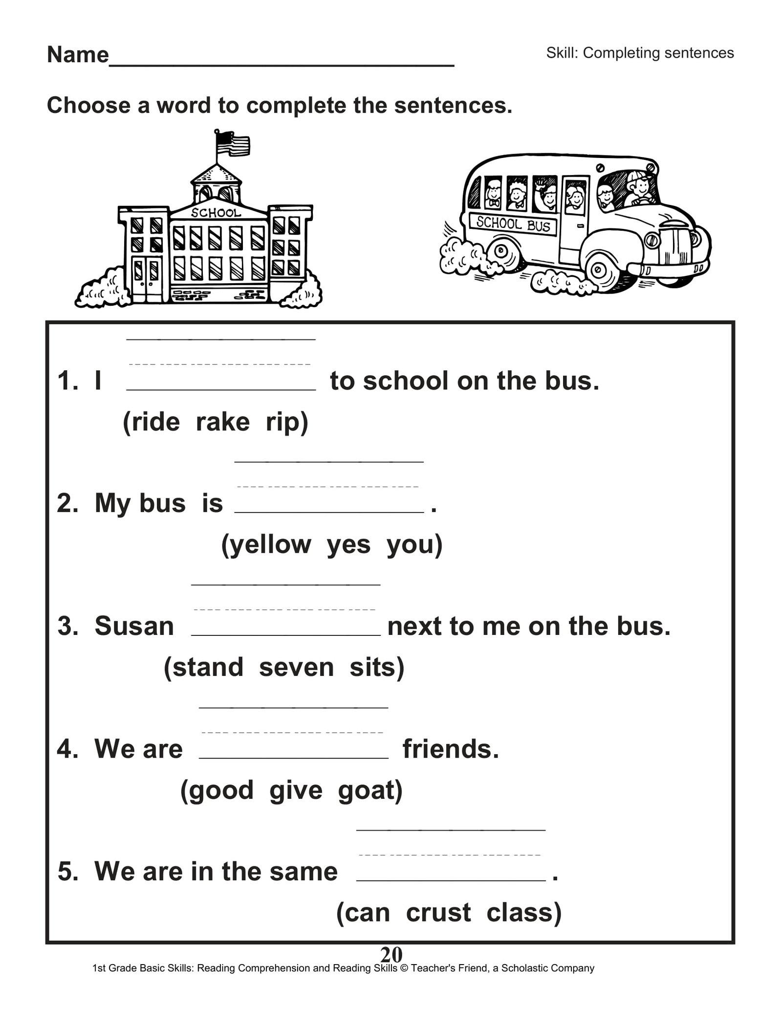 First Grade Reading Worksheets