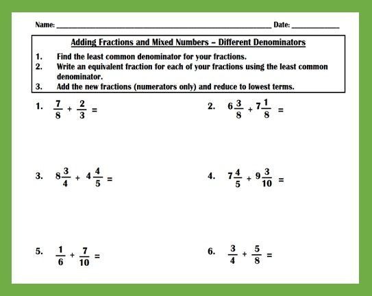 Addition Of Mixed Numbers With The Same Denominator And Carry Worksheets Worksheet Hero