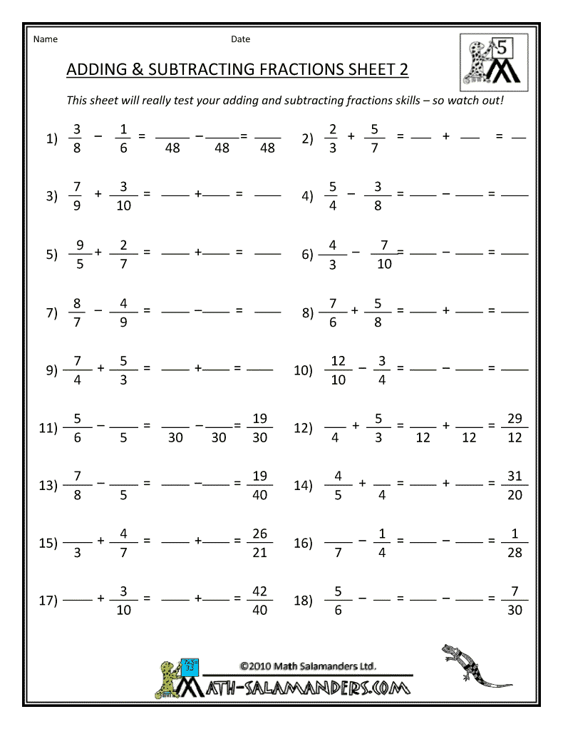 Addition Math Fractiond Worksheets Worksheet Hero