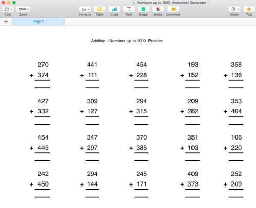 Addition Numbers Up To  Worksheet Generator