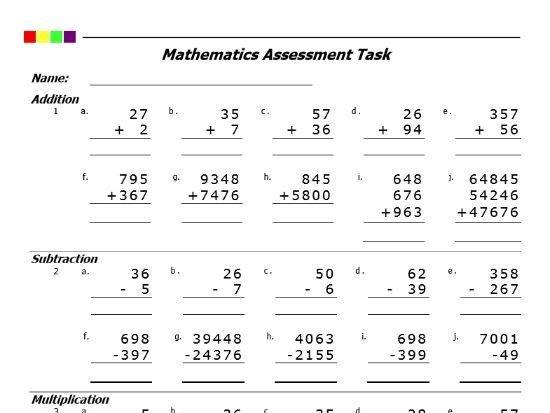Addition Multiplication Subtraction Division Worksheet