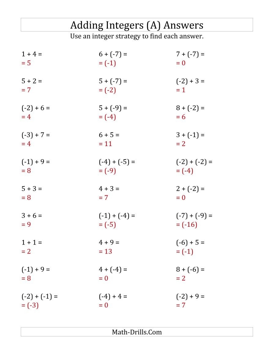 addition-of-integers-with-answers-worksheets-worksheet-hero