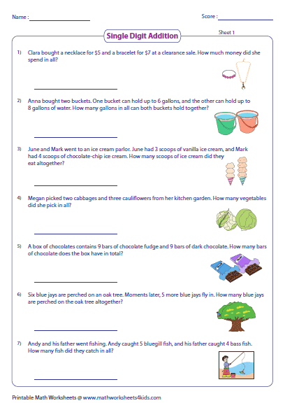 Colorful Theme Based Word Problems Involving Addition  Subtraction