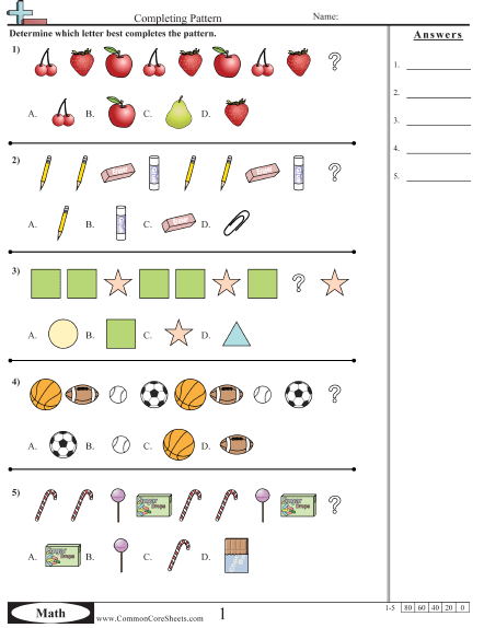 Visual Pattern Worksheets | Worksheet Hero