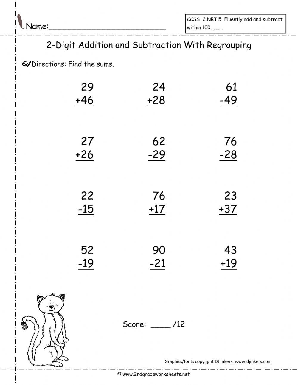 2 Digit Addition And Subtraction With Regrouping Worksheets Worksheet Hero