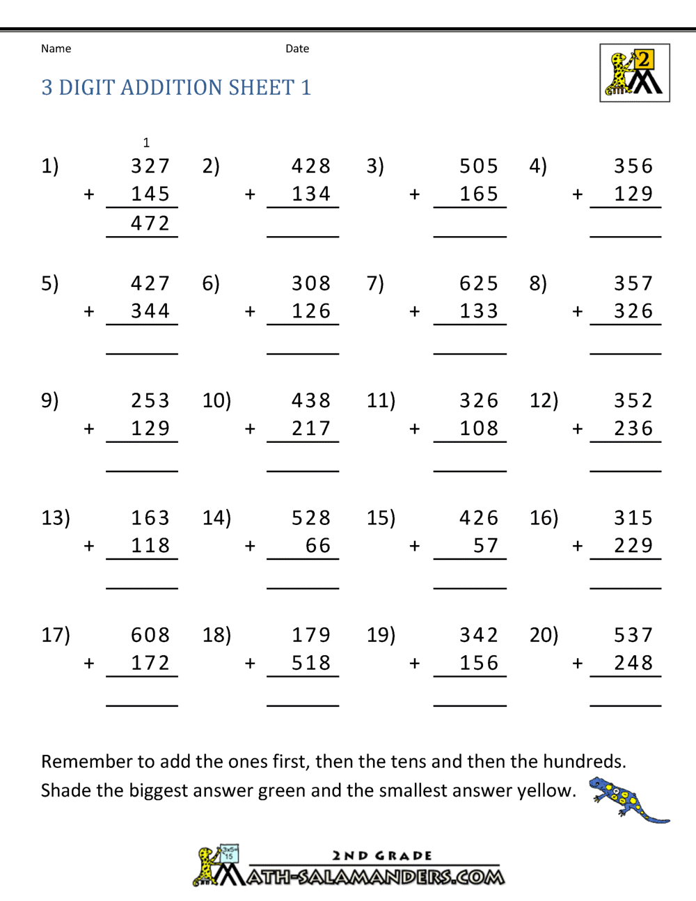 3 Digit Addition With Regrouping 3rd Grade Worksheets | Worksheet Hero