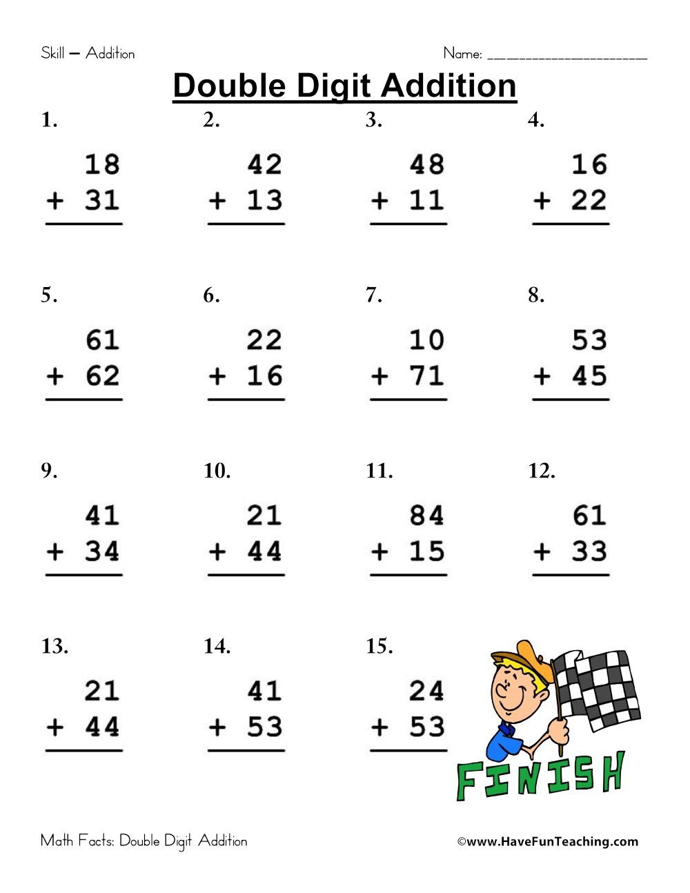 Free Printable Double Digit Math Worksheets