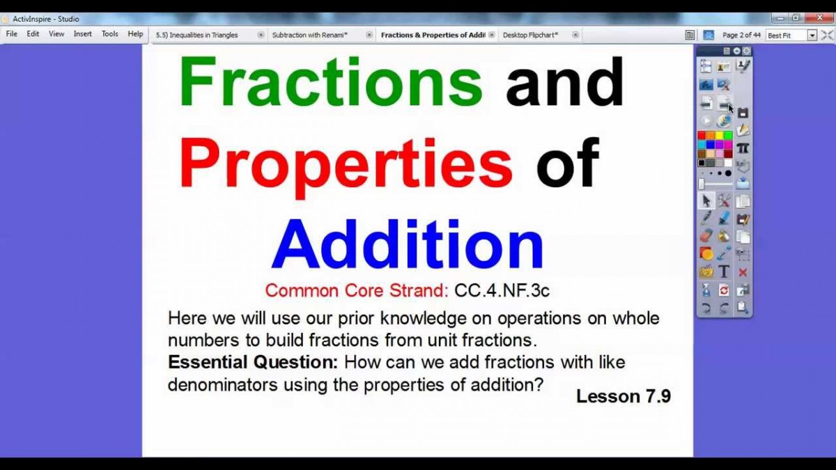 Fractions And Properties Of Addition