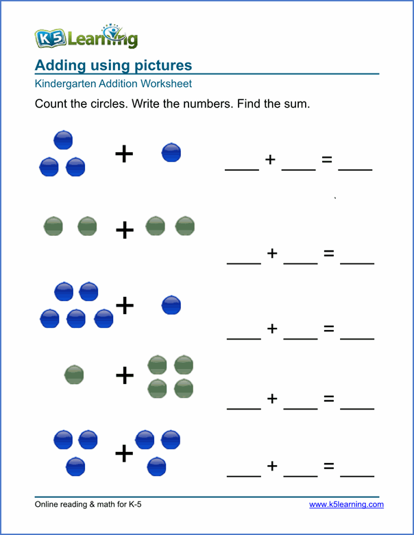 addition for kindergarten worksheets worksheet hero