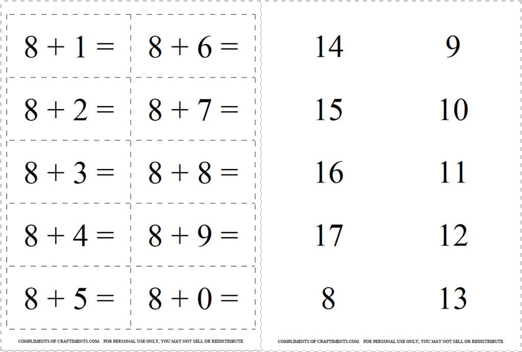 Free Addition And Subtraction Flash Cards 0 20 Printable