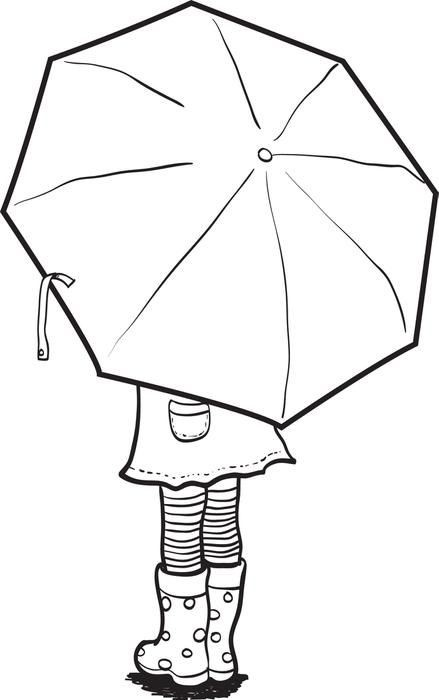 Girl Holding An Umbrella Spring Coloring Page
