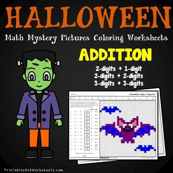 Halloween Addition Mystery Pictures Coloring Worksheets Halloween Addition Mystery Pictures Coloring Worksheets