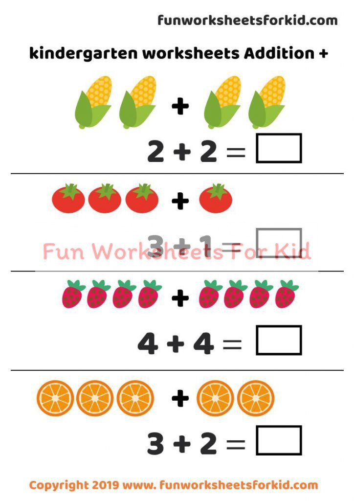 Kindergarten Worksheets Addition  Fun Worksheet For Kidcom
