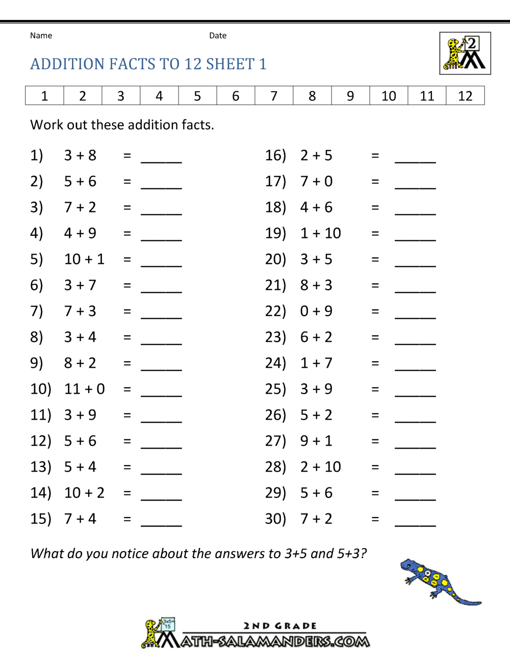 Learning Addition Facts To