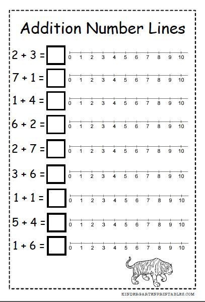 Number Line Addition For Kindergarten Worksheets Worksheet Hero