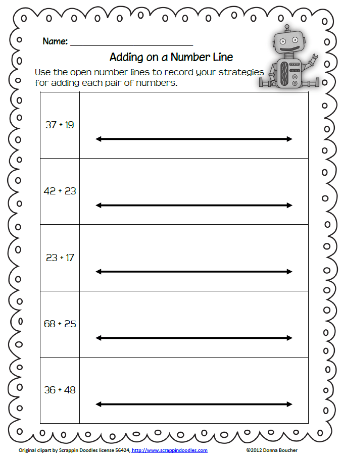 Open number line addition worksheets worksheet hero