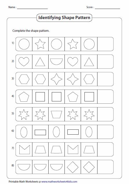 Geometric Shape Pattern Worksheets | Worksheet Hero