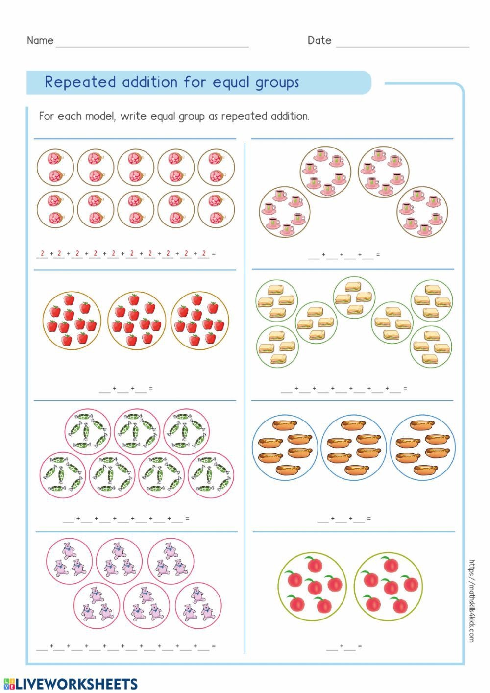 Repeated Addition Multiplication Worksheets | Worksheet Hero