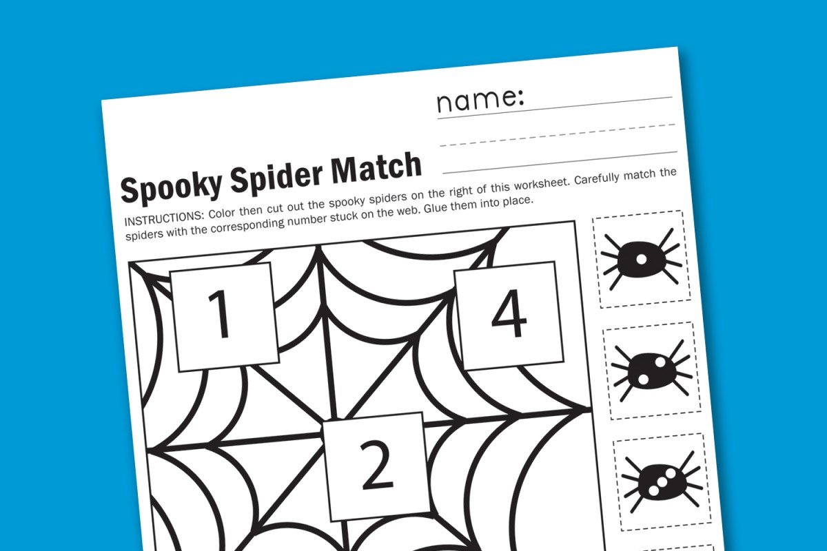 Spooky Spider Match Worksheet Spooky Spider Match Worksheet