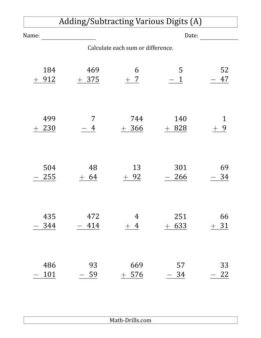 Problems Involving Addition And Subtraction Facts Worksheets For Kids