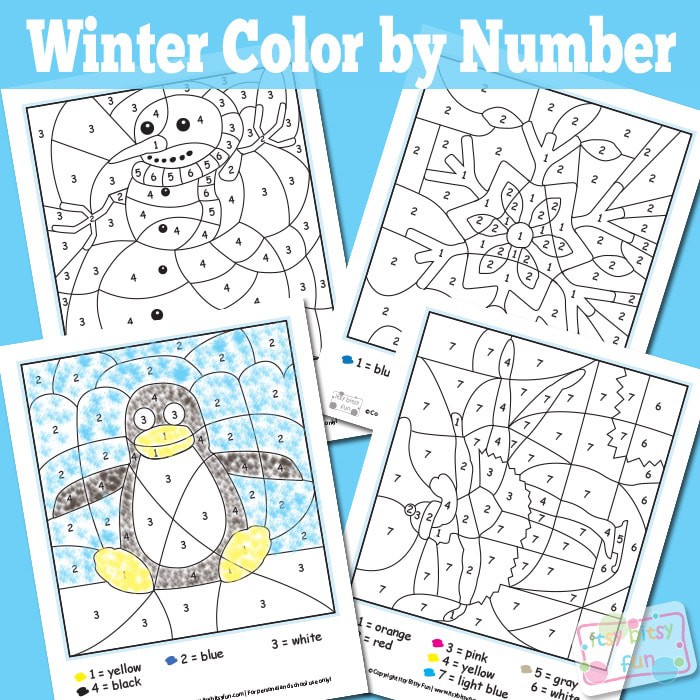 Winter Color By Number Addition
