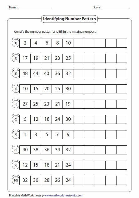 Worksheets Finding Patterns In