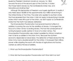 Emancipation Proclamation Worksheets