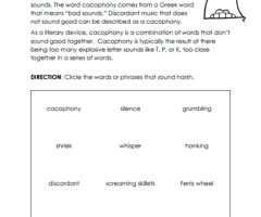 Cacophony Worksheets