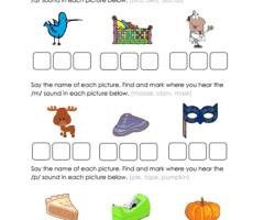 Phoneme Isolation Worksheets