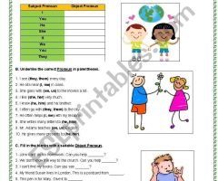 Object Pronouns Worksheets