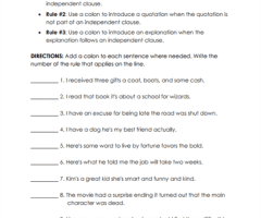 Colons Worksheets