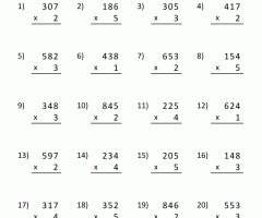 3 Digit By 1 Digit Multiplication Worksheets