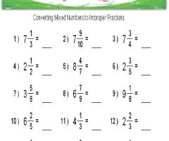 Mixed Numbers To Improper Fractions Worksheets