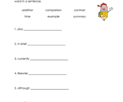 Signal Words Worksheets