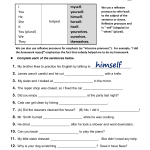 Reflexive Pronouns Worksheets Reflexive Pronouns Grade 4 Worksheets