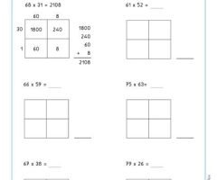 Box Method Multiplication Worksheets