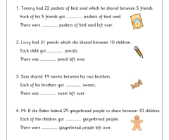 Division Word Problems Worksheets