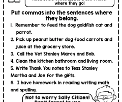 Commas Worksheets