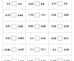 Comparing Decimals Worksheets