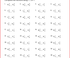 Comparing Mixed Numbers Worksheets