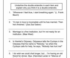 Double Entendre Worksheets