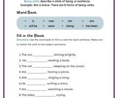 State Of Being Verbs Worksheets