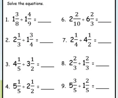 Dividing Mixed Numbers Worksheets