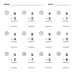 Free Printable Single Digit Subtraction Worksheet – kiddoworksheets