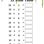 13 Times Tables Worksheets Thirteen Times Table Worksheet | Multiplication Table